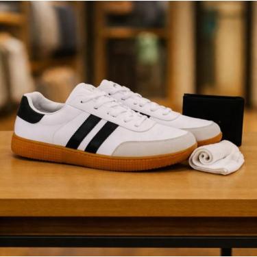 Imagem de Kit Tenis Retro Casual Unissex Urbano Moderno Leve Confortável Meia So