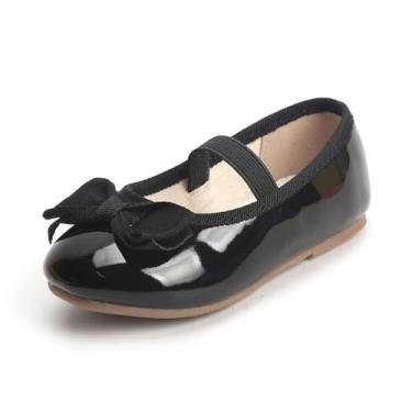 Imagem de Tênis plano de balé feminino da Thee Bron para crianças/crianças pequenas Mary Jane, G02 Black, 13 Little Kid