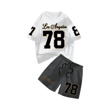 Imagem de Conjunto De Camiseta Casual De Verão Para Homens Com Estampa E Shorts,