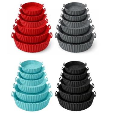Imagem de Conjunto de 6 Formas de Silicone, Redondas, Sortidas, Tamanhos Variados 7-19cm, Resistente até 220°C, para Forno/Micro-ondas/Air Fryer, Cores Sortidas