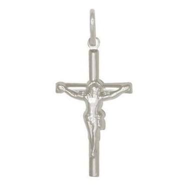 Imagem de Pingente Crucifixo Cruz Cristo Prata Maciça 925 4 Cm X 2 Cm - Lojas La