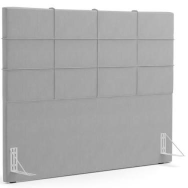 Imagem de Cabeceira Cama Box Casal King 195 cm Roma W01 Suede Cinza - Lyam - Lya