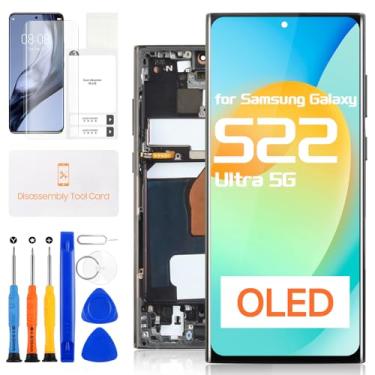 Imagem de Tela de substituição OLED para Samsung Galaxy S22 Ultra 5G S908 Display LCD para Samsung S22 Ultra digitalizador SM-S908B SM-S908U Montagem de tela sensível ao toque com ferramentas (preto com