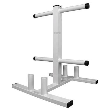 Imagem de Suporte para Anilhas até 200Kg e 4 Barras Expositor Branco - CIUZE, Br