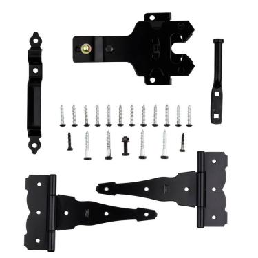 Imagem de Kit decorativo de porta com dobradiça em T National Hardware Black