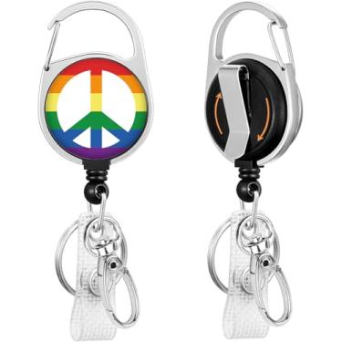 Imagem de Porta-clipes retráteis para crachá LGBTQ Peace para pendurar chaveiro com nome de cartão de identificação