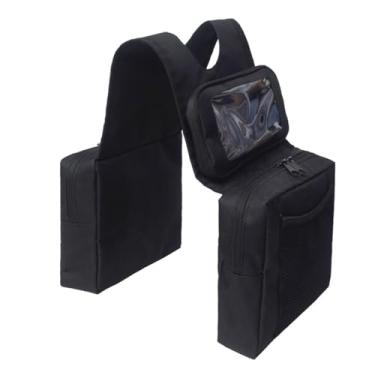 Imagem de ROMIRUS Bolsa de selim ATV com bolsa de telefone para tela sensível ao toque, à prova d'água, para motocicletas, quadriciclos, UTVs, motos de neve, 600D, 600D, preta