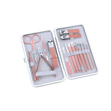 Imagem de 16PCS Conjunto Profissional de Pedicure Tesoura Unha Aço Inoxidável Kit Grooming Salão com Estojo para Homens Mulheres C