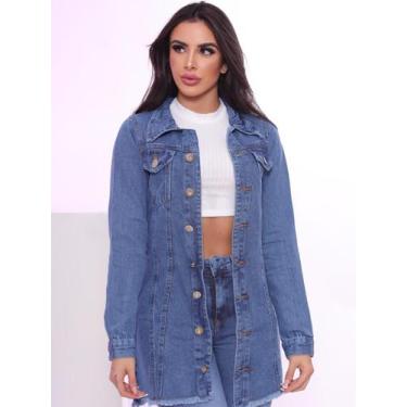 Imagem de Jaqueta Jeans Feminina Parka Max Longa Sobretudo - Rezes Moda, GG