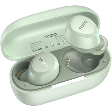 Imagem de TOZO A1 Mini fones de ouvido sem fio Bluetooth 5.3 intra-auriculares com microfone embutido, à prova d'água IPX5, som imersivo, fone de ouvido com conexão de longa distância e estojo de carregamento