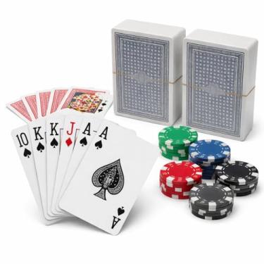 Imagem de Kit 2 Jogos de Baralho 100% Plástico Impermeável 52 Cartas Cada Ideal para Truco, Poker, Buraco e Canastra