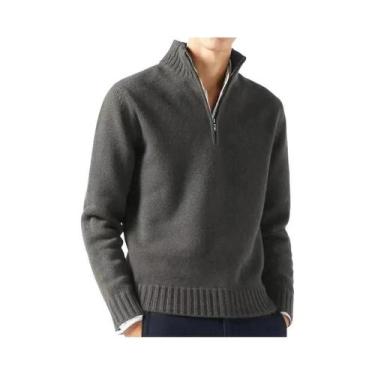 Imagem de Suéter Masculino De Gola Alta De Manga Longa Em Cor Sólida, Malha Casu