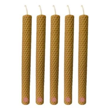 Imagem de 5 Velas De Cera De Abelha Natural 20x2 Cm - NoBrand