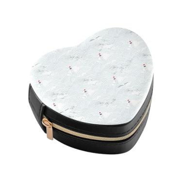 Imagem de Burbuja Caixa de joias moderna em forma de coração, mini estojo de viagem para mulheres e meninas, organizador portátil de armazenamento para brincos, anéis, colares e pulseiras