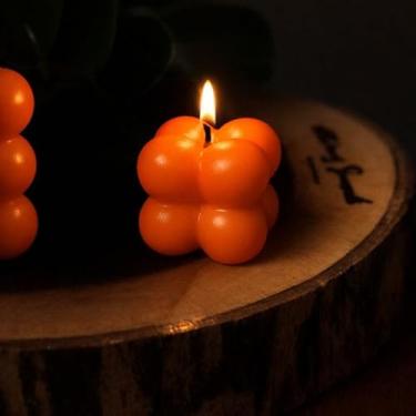 Imagem de Velas Mini Bubble Kit 10 Decorativas Lembrancinha Festa Casamento Aniversário Mesa Premium Alta Durabilidade (Laranja)