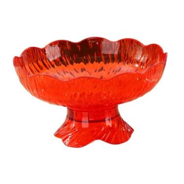 Imagem de Generic Fruteira de pedestal, bandeja para frutas, versátil, moderna, decoração para casa, design criativo com drenagem, suporte para armazenar petiscos para, Vermelho