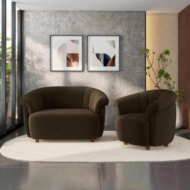 Imagem de Conjunto Sala de Estar Decorativo Latvia Sofá Namoradeira e Poltrona P