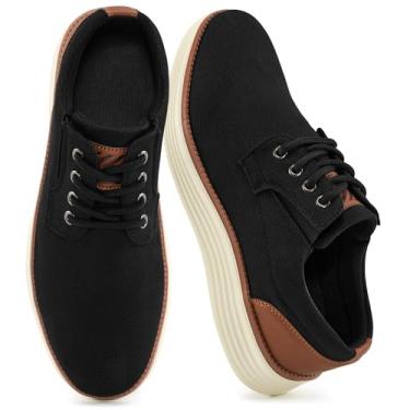 Imagem de FUDYNMALC Tênis social masculino casual: amortecimento confortável o dia todo, sapatos de caminhada respiráveis e leves para trabalho, negócios, escritório, Preto, 44