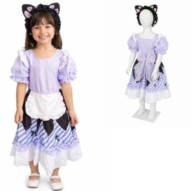 Imagem de Fantasia Infantil Gatinha Vestido Com Acessório Tema Festa Carnaval (GG (tam 12-14))