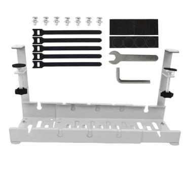 Imagem de Organizador de cabos sob a mesa | Organizador sob a mesa | Suporte expansível para gerenciamento de armazenamento rack de cesta de arame para estação de carregamento, roteadores de TV domésticos