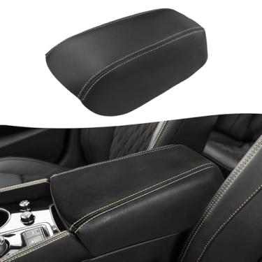Imagem de KBH Substituição da capa do console central do carro para Nissan Maxima 2016-2023, acabamento de couro PU, cobertura de substituição do apoio de braço, antiarranhões, ponto preto-bege (sem tampa), as