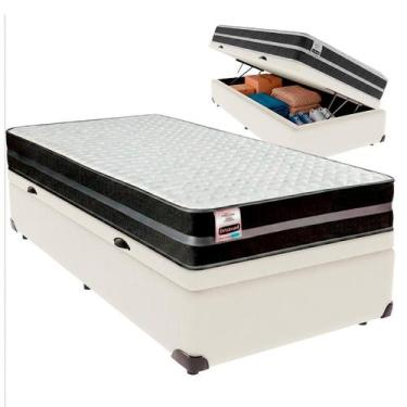 Imagem de Cama Box Baú Solteirão e Colchão Bogota Molas Ultralastic Inducol Palh