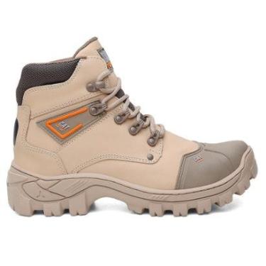 Imagem de Bota Masculina Adventure Coturno De Couro Com Ca Areia C/ Laranja-Masculino