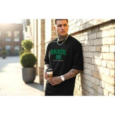 Imagem de Camiseta Masculina Casual Brasil Rio de Janeiro Estilosa em Algodão do P ao G1-Masculino