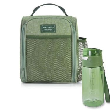 Imagem de Bolsa Térmica Lancheira Necessaire Marmita + Garrafa Squeeze Com Tampa