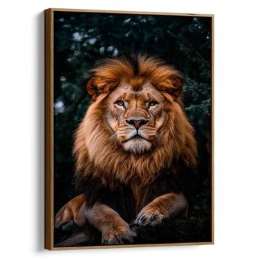 Imagem de Quadro decorativo Leão na Floresta - Mioquadros, 120x80 cm, Tabaco