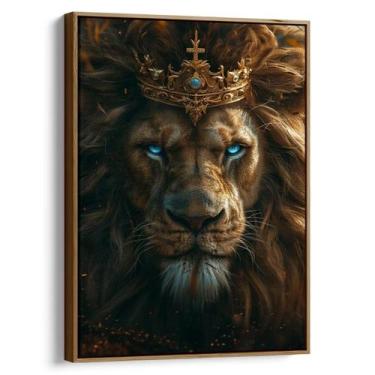 Imagem de Quadro Leão Rei dos Olhos Soberanos - Mioquadros, 120x80 cm, Tabaco