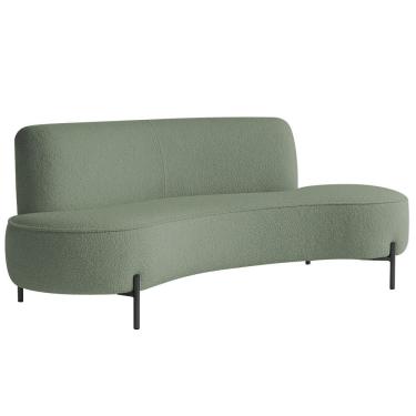 Imagem de Sofá Orgânico 2 Lugares 150cm Argos Pés Preto Bouclé Verde Claro - Nexta Casa