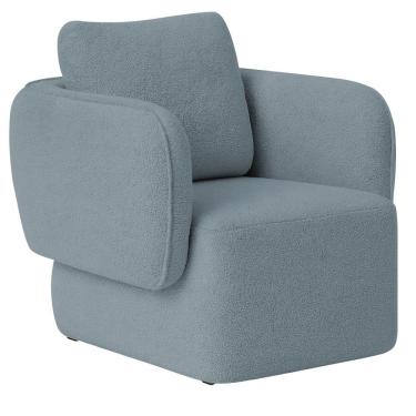Imagem de Poltrona Decorativa Sala De Estar Duna Bouclé Azul Claro - Nexta Casa
