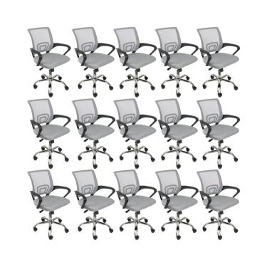 Imagem de Kit 15 Cadeiras De Escritório Begonia Tela Mesh Cinza