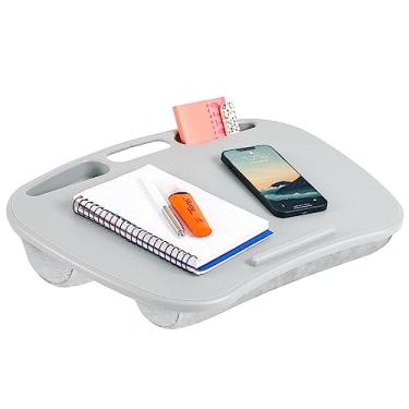 Imagem de LAPGEAR Mesa de colo MyDesk com borda de dispositivo e suporte de telefone - Cinza frio - Serve para laptops de até 15,6 polegadas - Estilo nº 44435