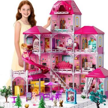 Imagem de Playset Villa JUKUDAHU para meninas de 3 a 7 anos com 2 bonecas e móve