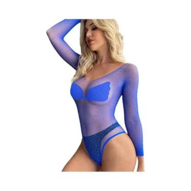 Imagem de Body Feminino Gótico Preto De Malha Com Manga Longa E Strass, Estilo V