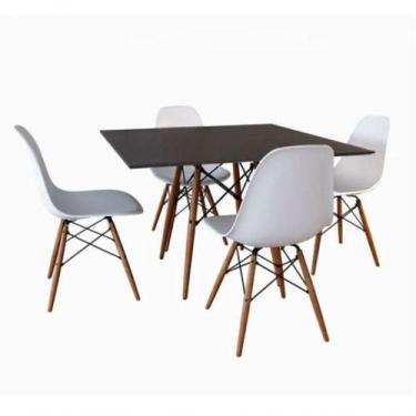 Imagem de Conjunto Mesa Jantar Quadrada Eiffel 80cm Preto Mdf + 4 Cadeiras Charl
