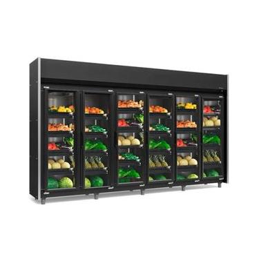 Imagem de Refrigerador Vertical Auto Serviço Hortifruti 6 Portas All Black GEAS6PLB Gelopar 220v