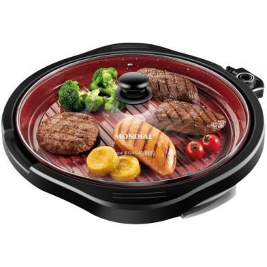 Imagem de Grill Redondo Cook Grill G 03RC 1270W Red Ceramic 127V Mondial, Preto,