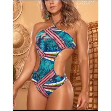 Imagem de Maiô vazado Azul com estampas - Tamanho G - Sexy Brasil Confecções