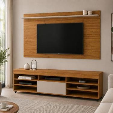 Imagem de Rack com Painel para TV até 58 Polegadas 180cmx90cm Twin Marrom Mel/Of