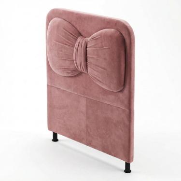 Imagem de Cabeceira Estofada Cama Box Solteiro Infantil Juvenil Laço 90cm Orgânica Bouclê Rosê - Abmaza