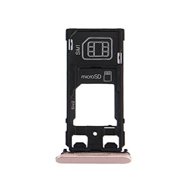 Imagem de HAIJUN Peças de substituição para celular bandeja de cartão SIM + bandeja de cartão micro SD/SIM + plugue de poeira para porta de cartão para Sony Xperia X (versão dual SIM) (grafite preto) cabo flexível (cor ouro) rosa)