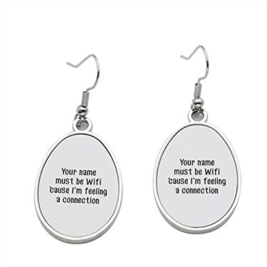 Imagem de Brinco Your Name Must Be Wifi Cause I Am Feeling Connection - Brincos com pingente para meninas - Presente de festa de aniversário dos namorados