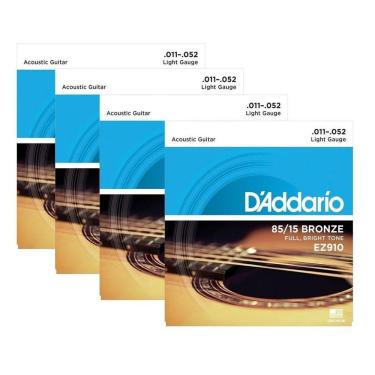 Imagem de Kit 4 Encordoamentos Violao Aco Daddario Ez910 011