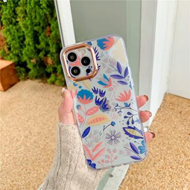 Imagem de Capa de telefone de folhas de flores de pintura a óleo para iphone 13 12 11 pro xs max xr x 7 8 plus se 2020 aquarela floral transparente capa traseira, b, para iphone7 plus i8plus