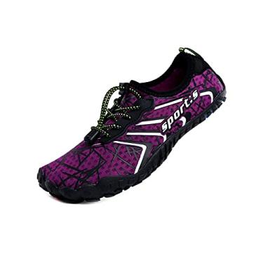 Imagem de Bestgift Sapatos respiráveis de tamanho grande, sapatos de cinco dedos, sapatos de praia de verão para homens e mulheres, secagem rápida roxo escuro 33.5