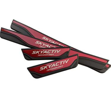 Imagem de GZBFTDH Proteção de Peitoril Soleira da Porta, para Mazda 3 6 CX30 CX5 Carro Acessórios, Aço Inoxidável Kick Plate Guard de Pedal de Limiar Protetor, Peças para Automóveis