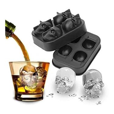 Imagem de Forma De Gelo Molde Caveira Silicone 3d Festas Drinks Skull - Clink